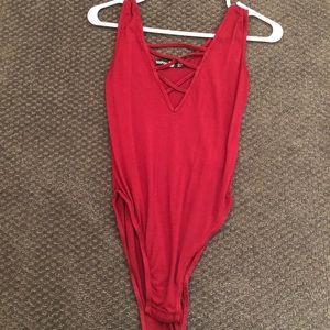 Maroon body suit